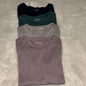 Hollister Women's Long Tees - Navy Blue, Green, Gray, Purple 4pack